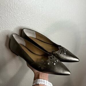 Ralph Lauren Allayana Flats Womens 10 Metallic Bronze Gold Pointed Toe Laser-Cut